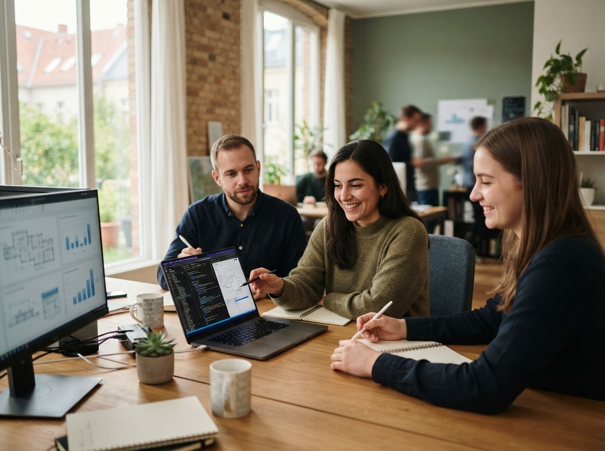 Shukran Coin team reviewing data analysis models used in the platform
